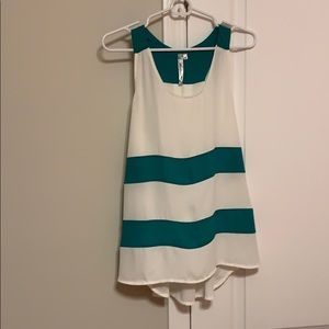 Green and white striped Racer back tank